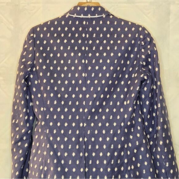 Anne Klein Clipped Jacquard Atlantic Blue Optic Career Style Blazer Size 2 - Picture 13 of 15